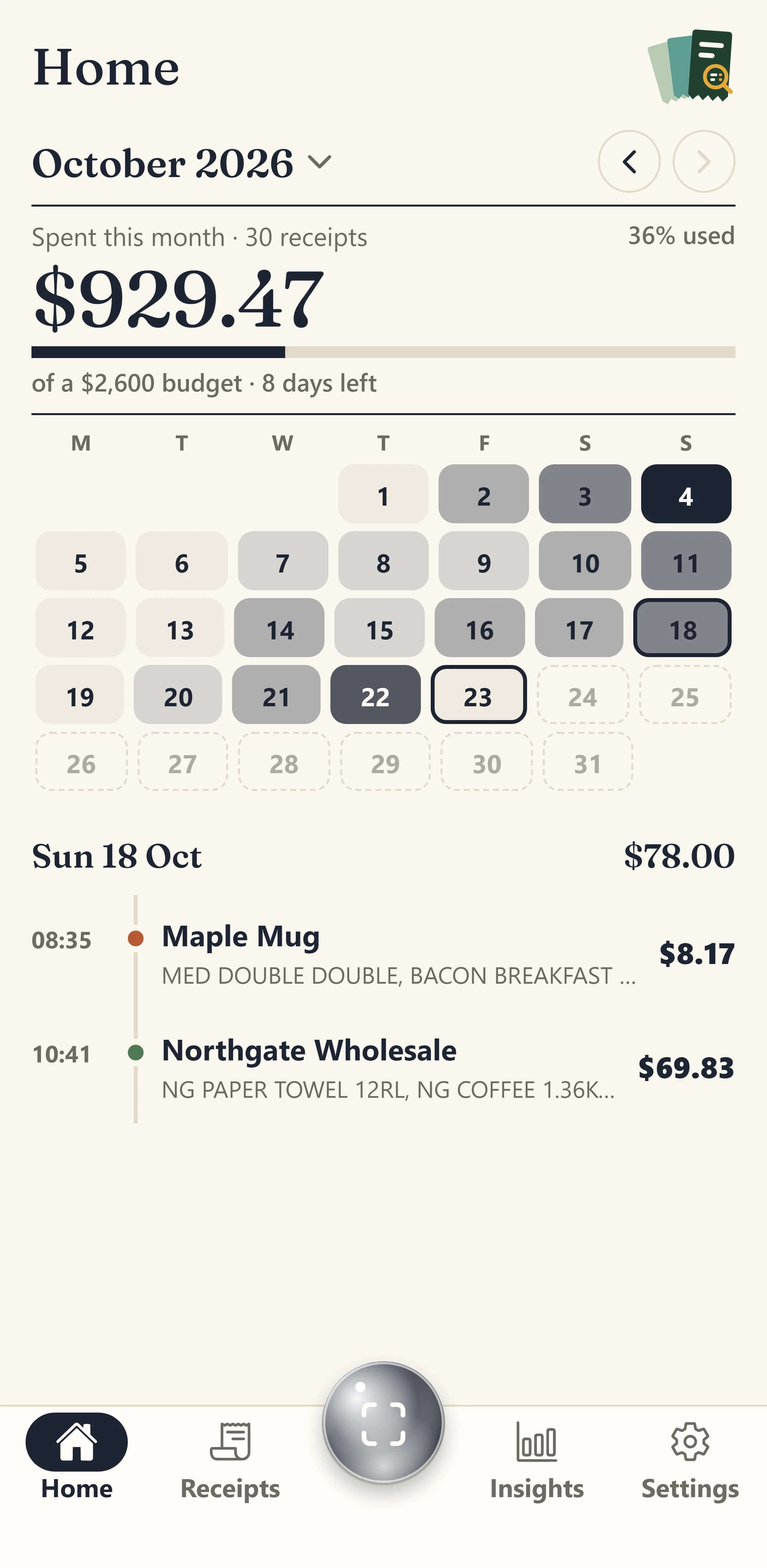 Your month at a glance